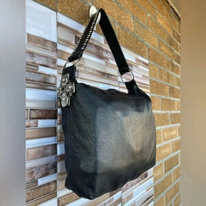Leather rock usa black leather bag